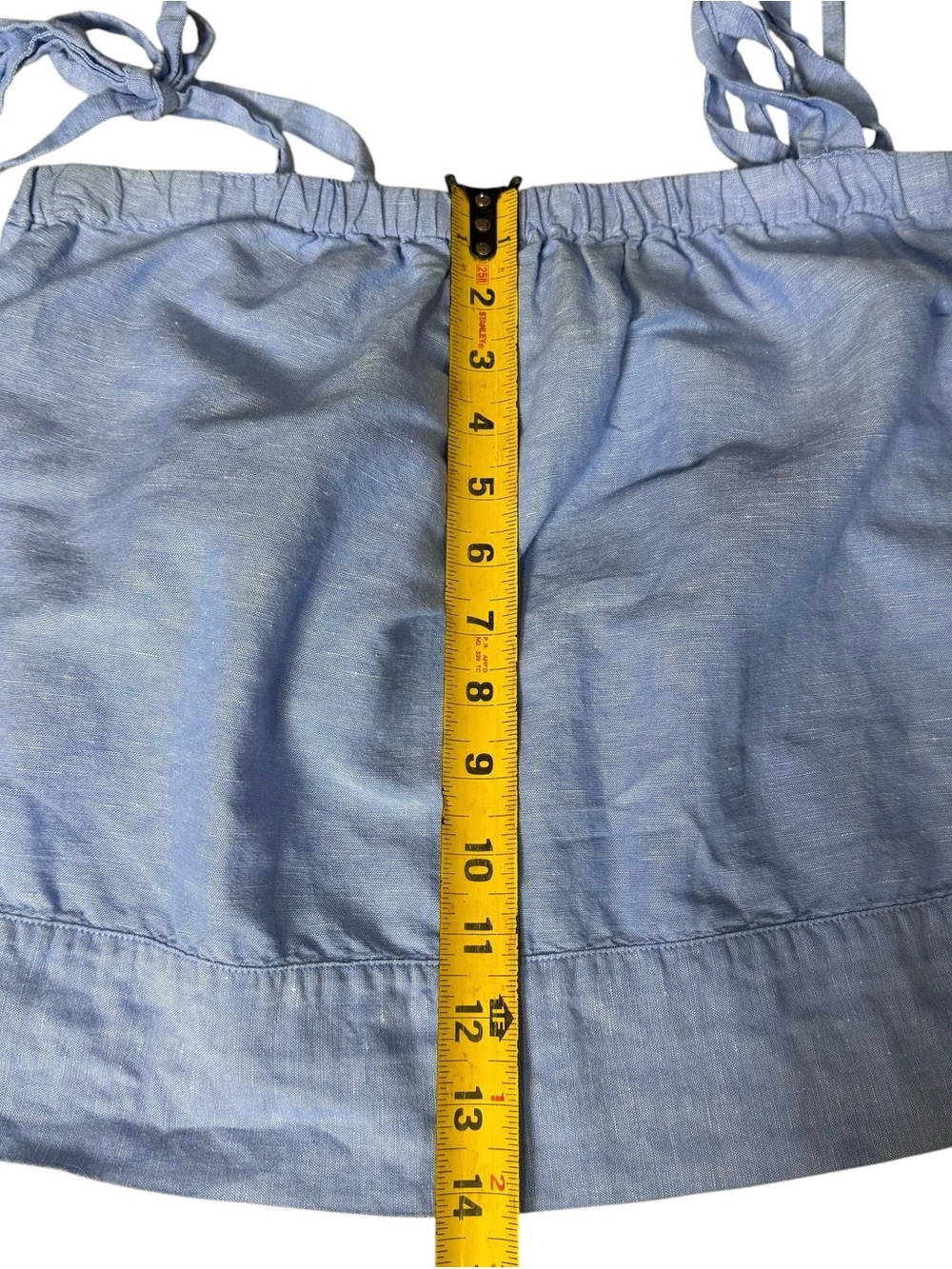 J.Crew Chambray Blue Tie Strap Linen Blend Tank Coastal Summer Medium - Picture 10 of 12